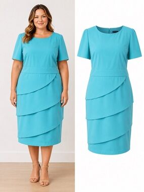 Dress Barn Teal Layered Midi Dress